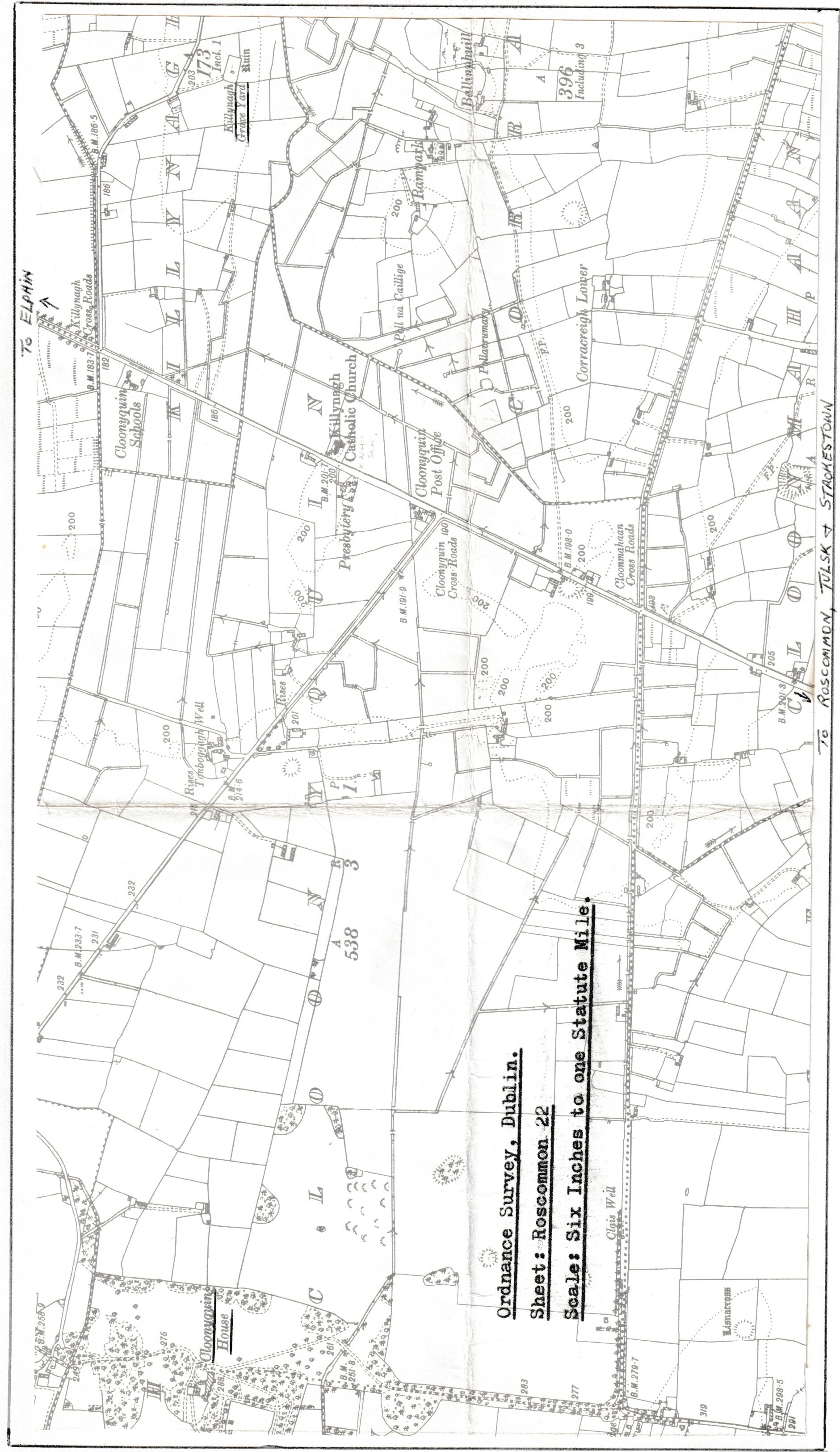 The Townland of Cloonyquin, Co. Roscommon, Ordnance Survey, Dublin, Sheet: Roscommon 22
