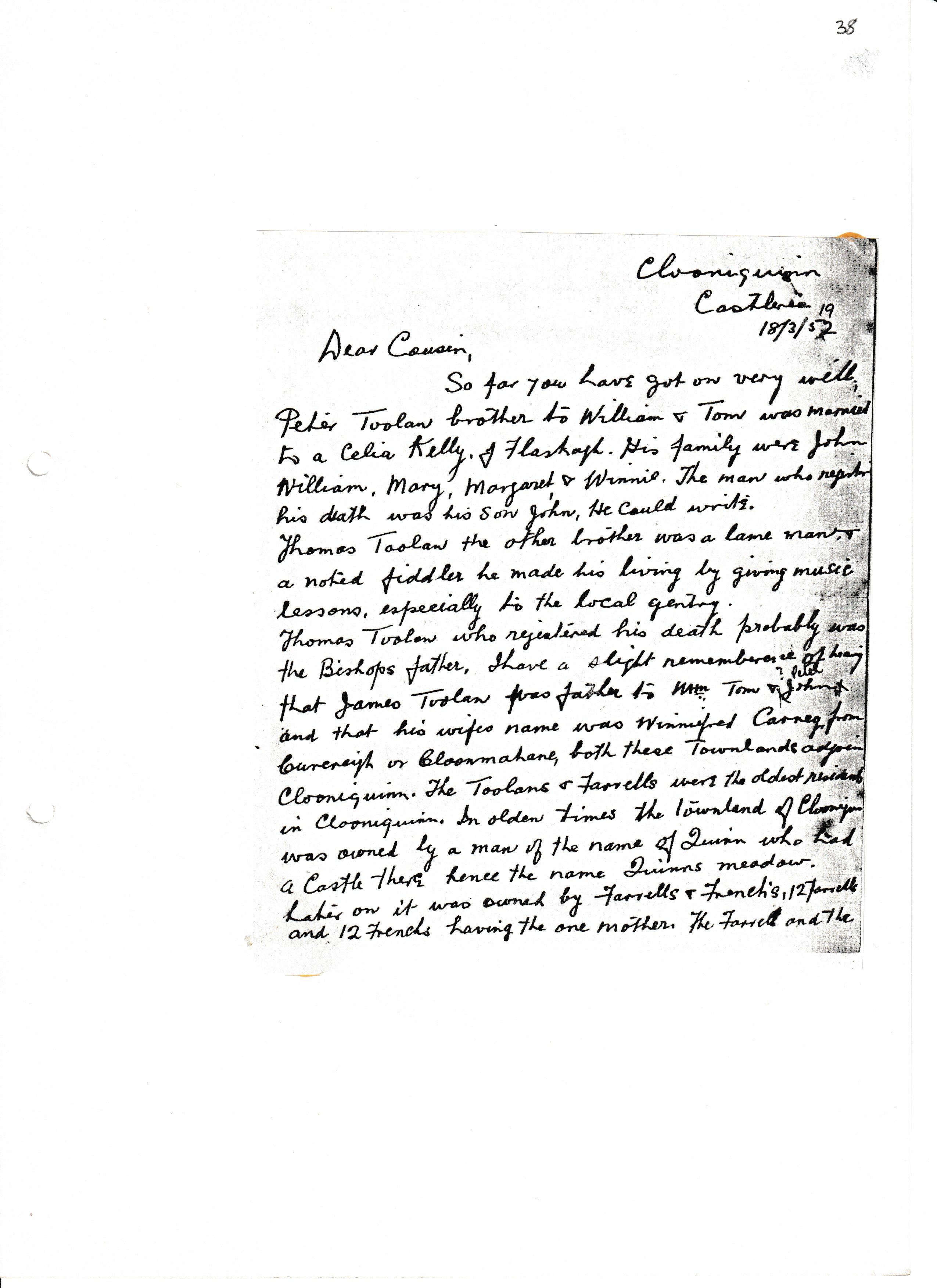 Correspondence with Tom Devanny 19520318-1