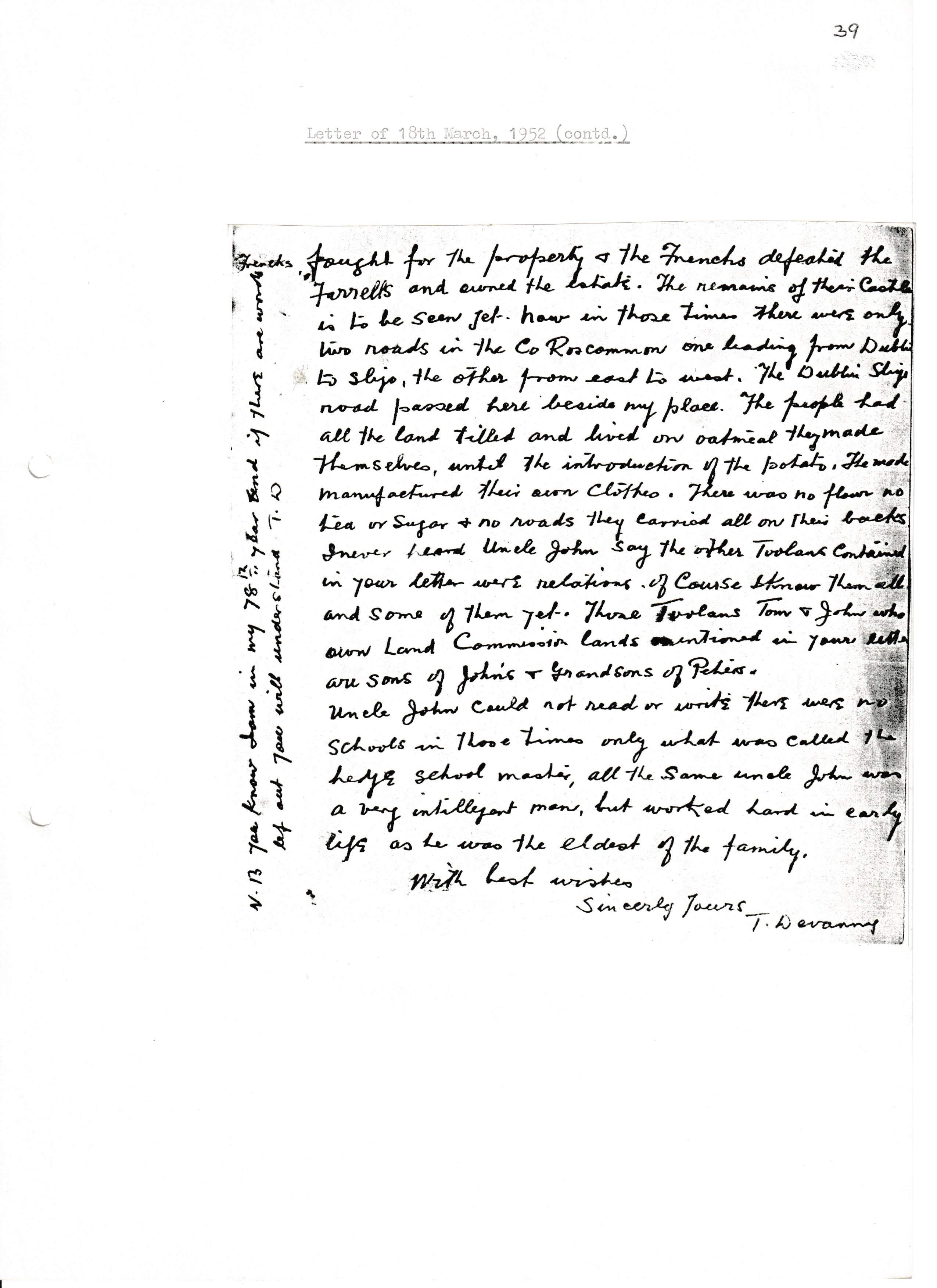 Correspondence with Tom Devanny 19520318-2
