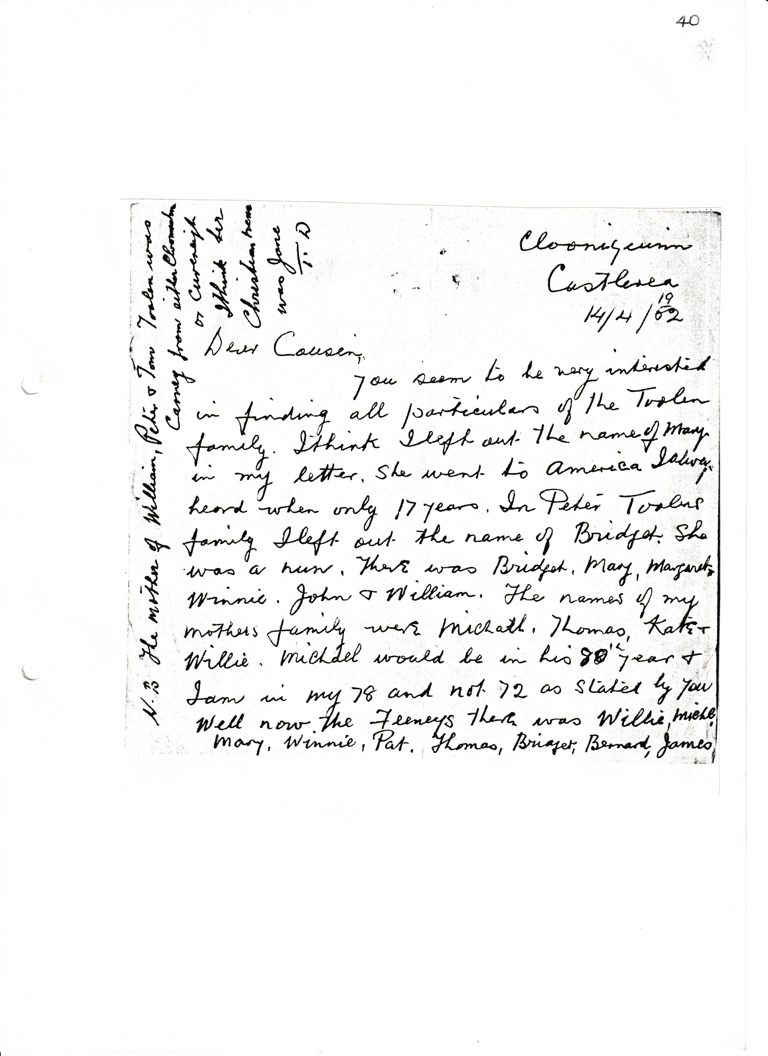 Correspondence with Tom Devanny 19520414-1