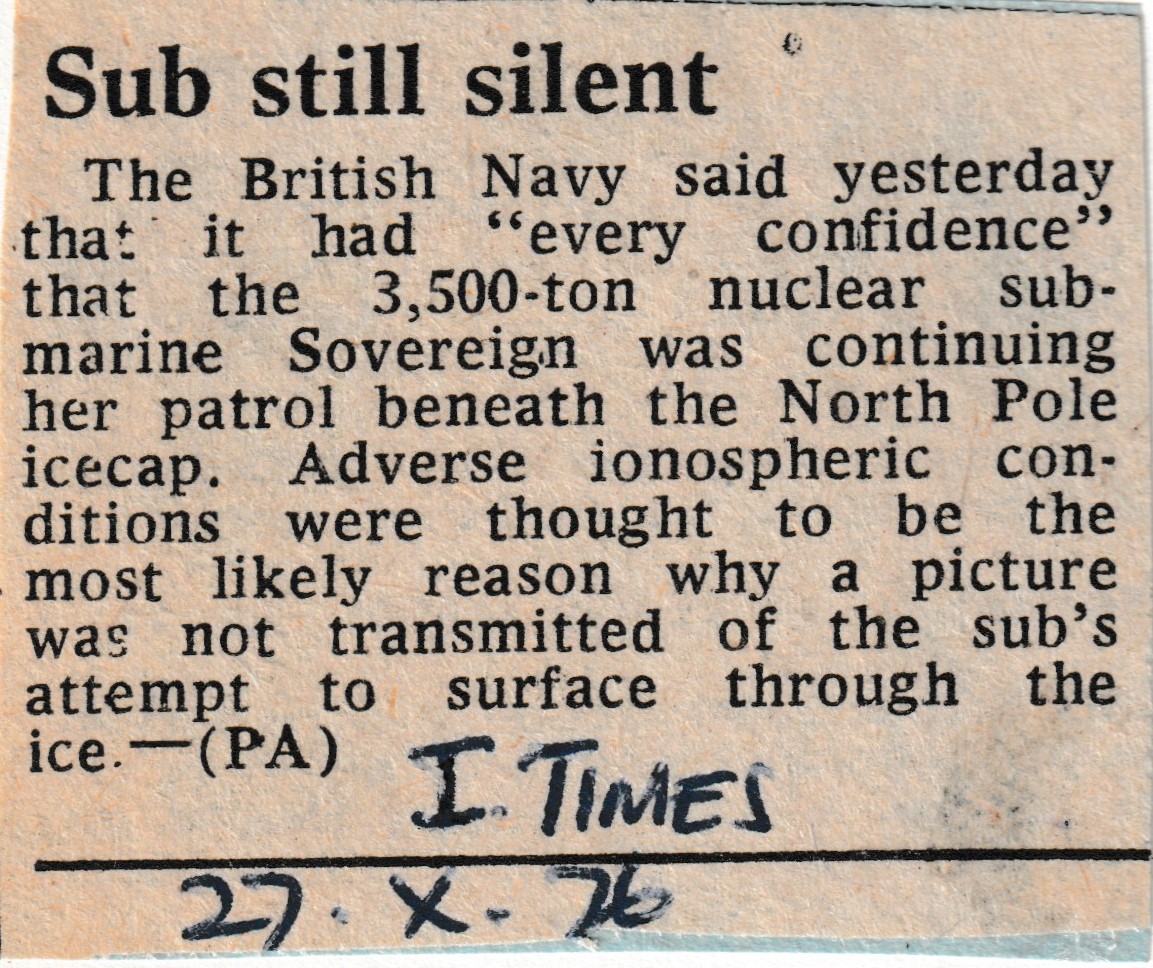 Sub still silent - Irish Times 27-10-1976