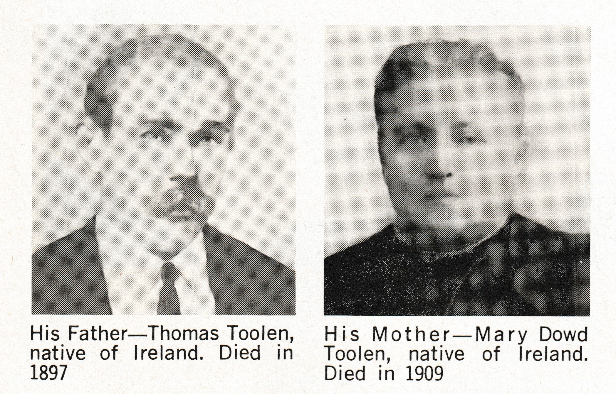 Archbishop Toolen's parents, Thomas Toolen and Mary Dowd Toolen