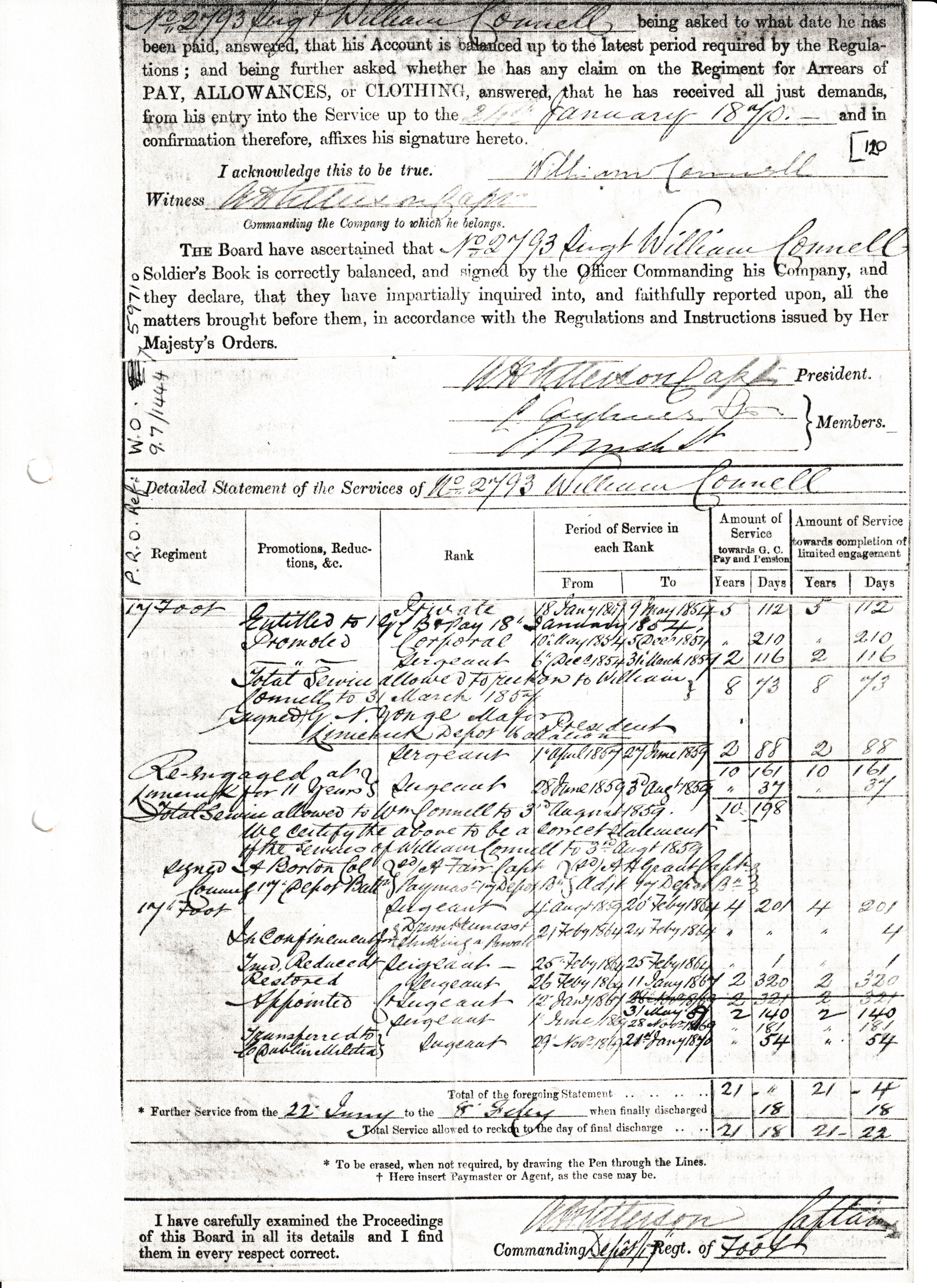 Public Record Office, London. Reference: WO 9.7 / 1444 / 59710