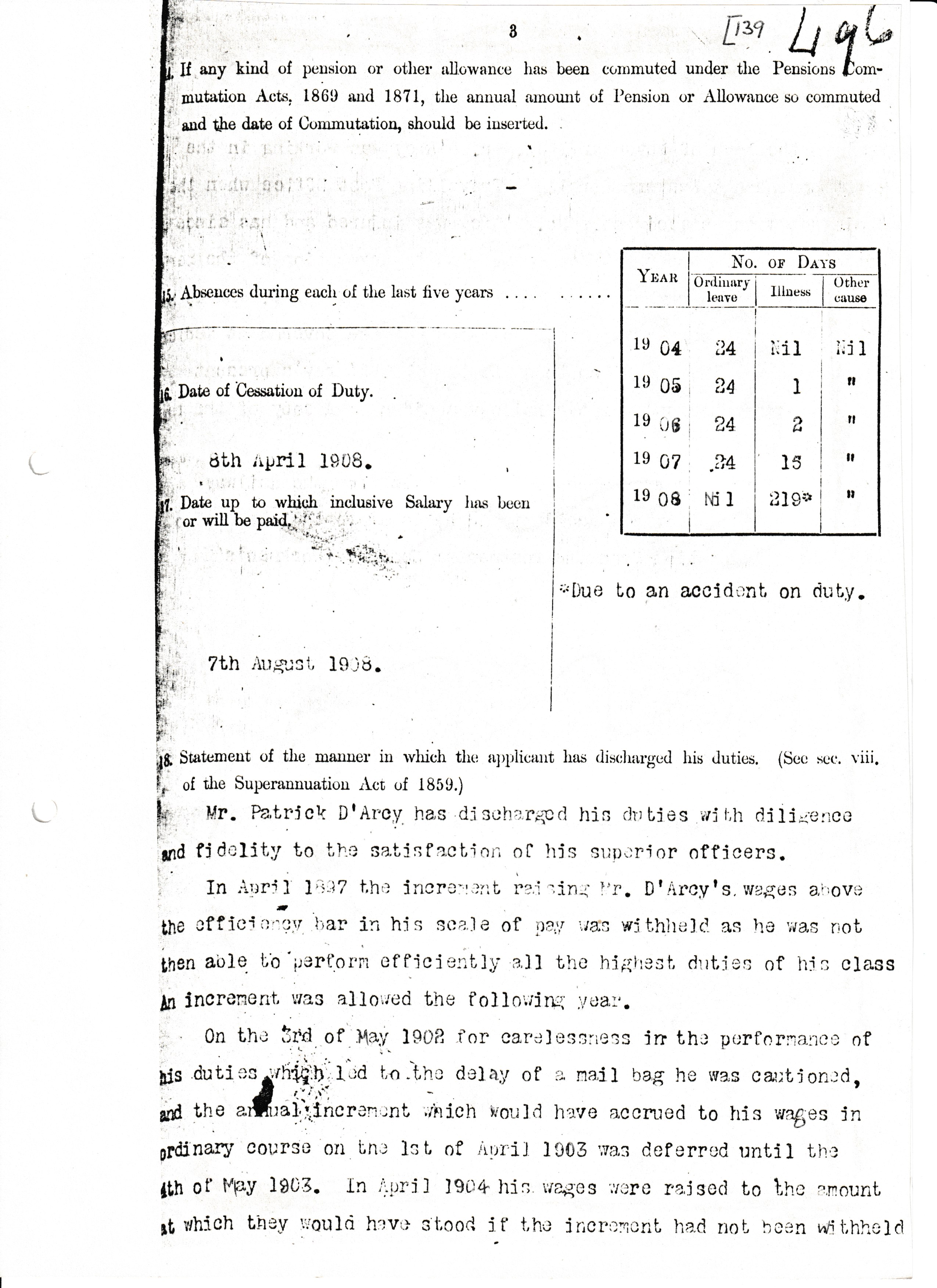 Post Office Archives, London. Ref: Post 1 / Vol. 291 / 1908 / 495. Letter of 13-4-1984 page 3